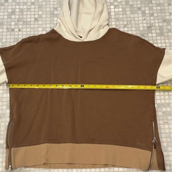 Madewell MWL Brown White Betterterry Side-Zip Colorblock Hoodie Sweatshirt - Picture 10 of 14